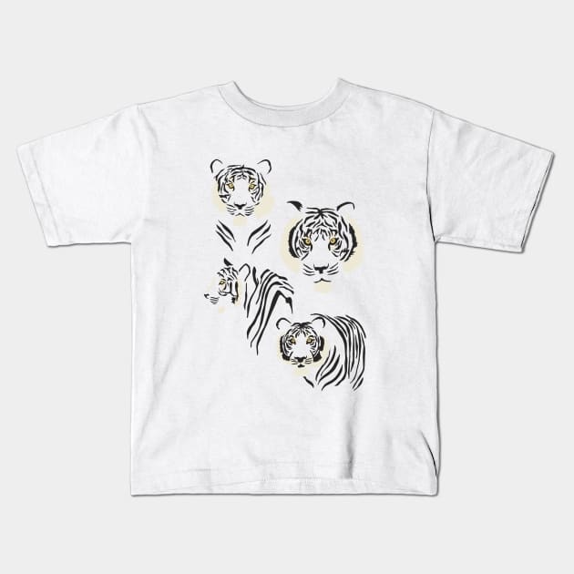 Tiger Pattern in Orange Kids T-Shirt by latheandquill